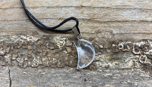 Clear Quartz Moon Necklace HOT-0591