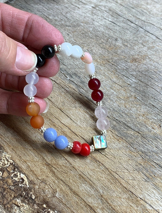 Cancer Zodiac Gemstone Bracelet BRC-0218 Handmade