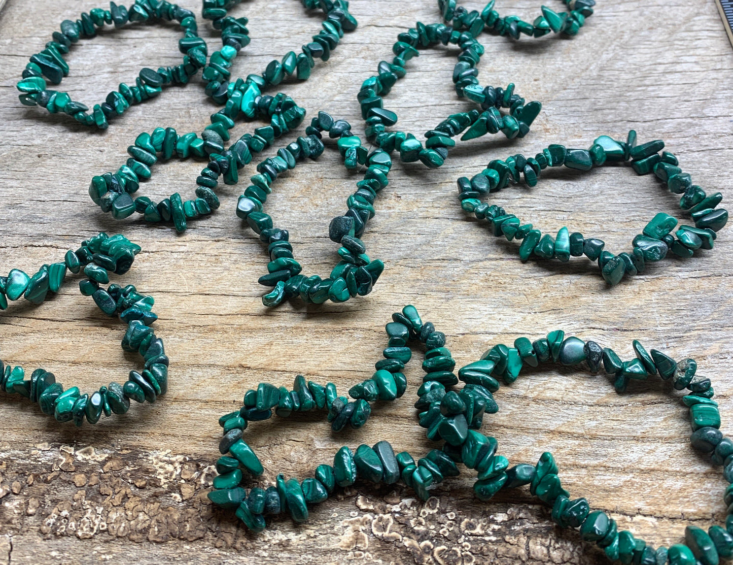 Malachite Chip Bracelet BRC-0156 Natural & Authentic