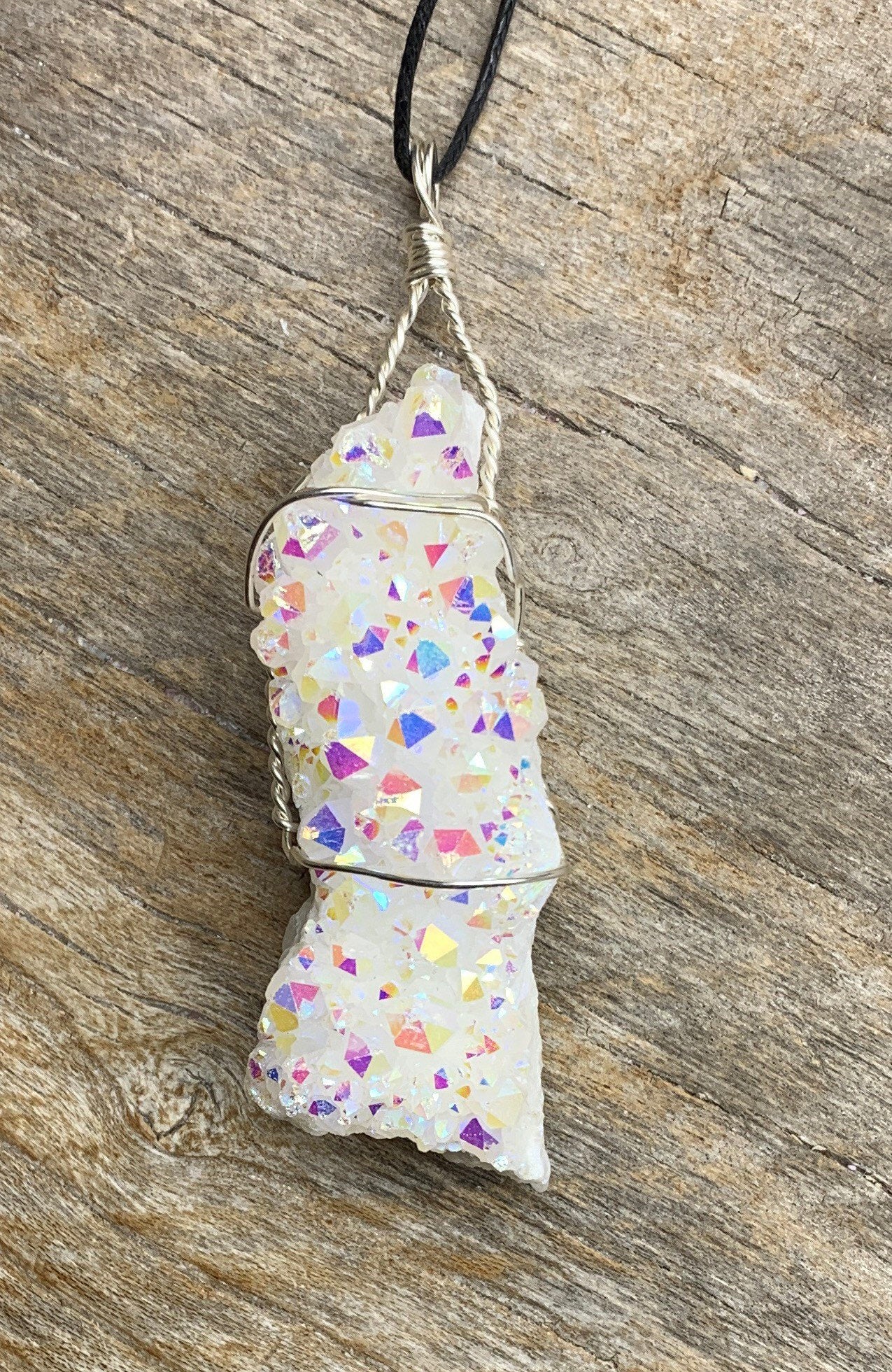 Angel Aura Quartz Wire Wrap Necklace NCK-1962