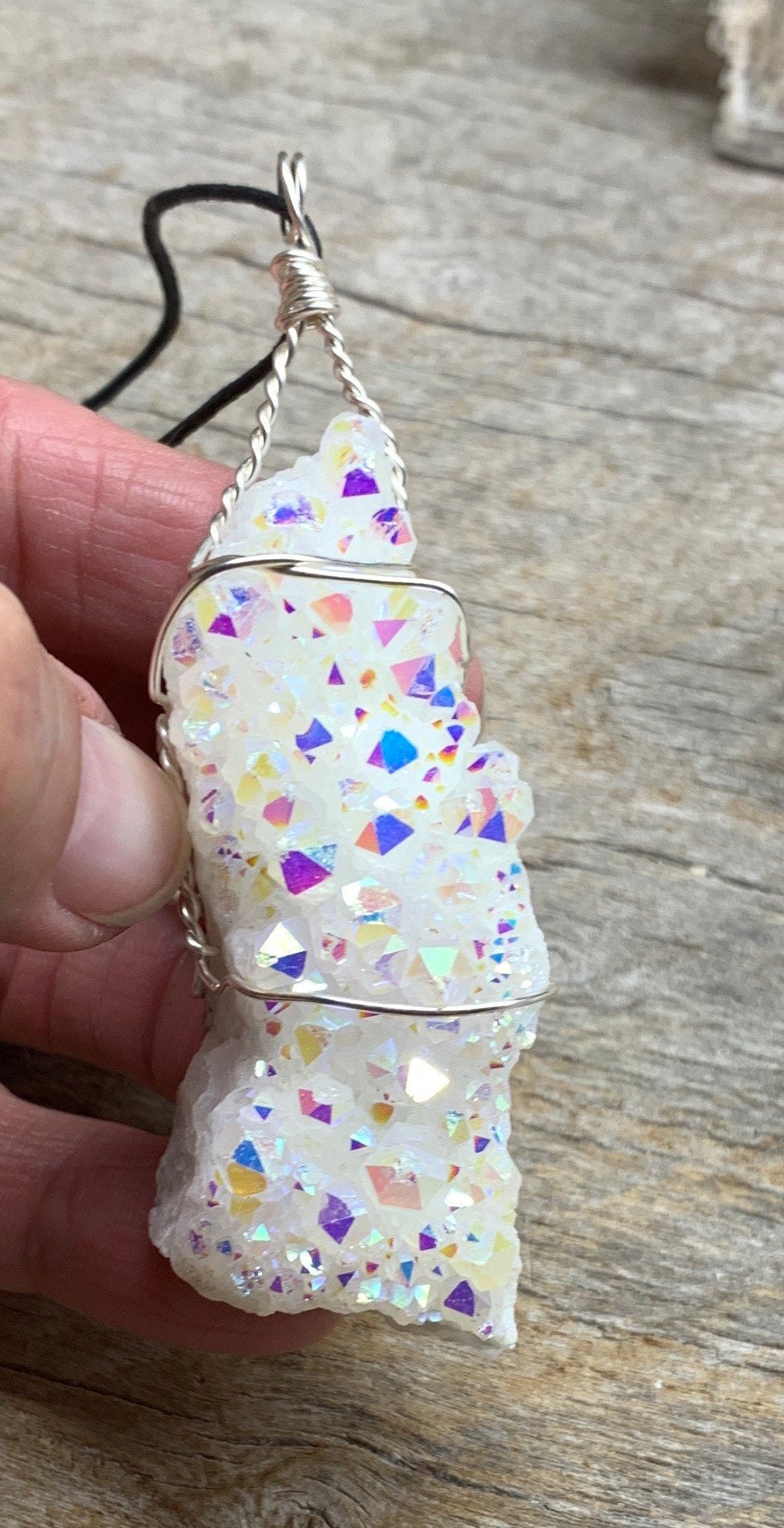 Angel Aura Quartz Wire Wrap Necklace NCK-1962