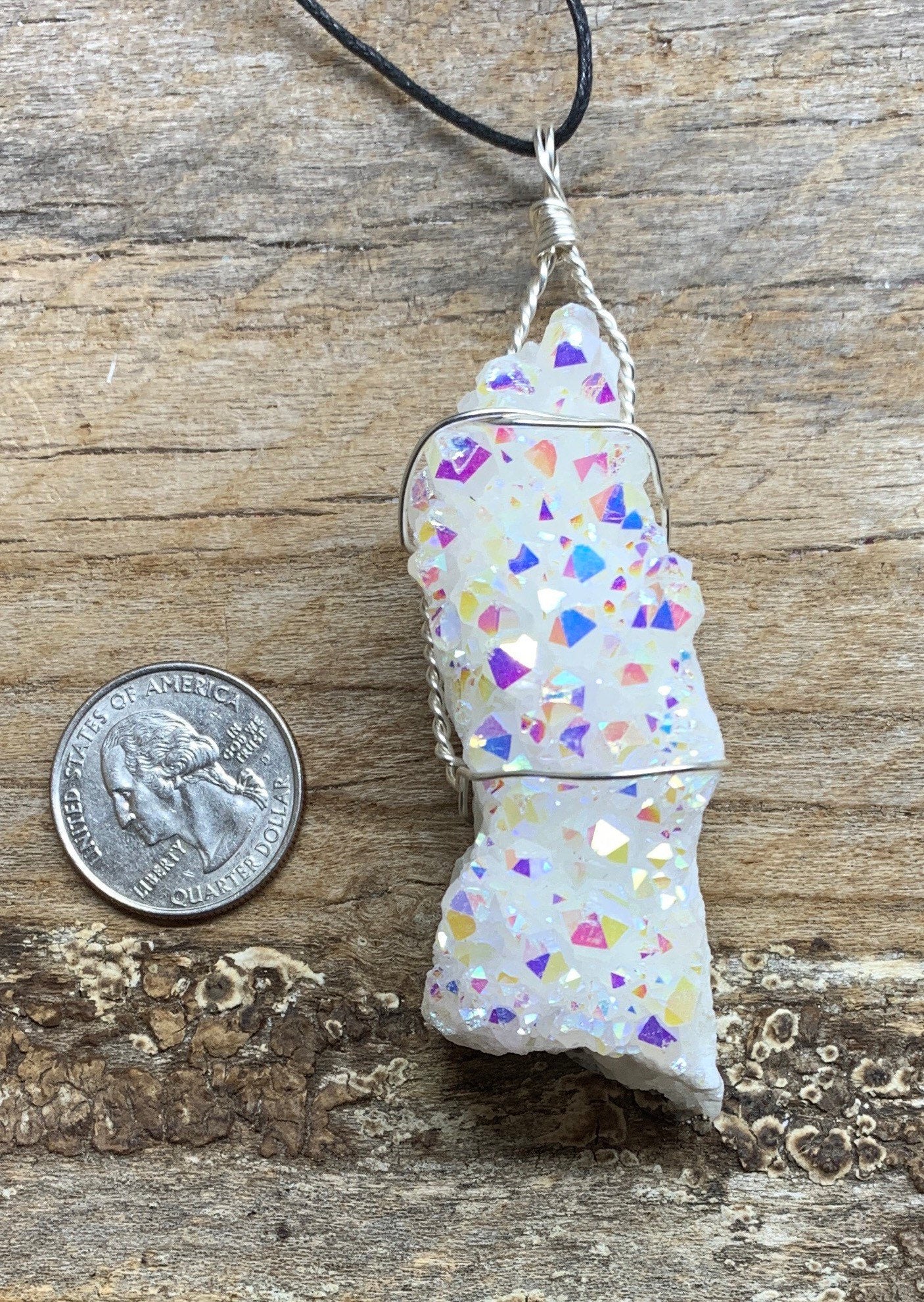 Angel Aura Quartz Wire Wrap Necklace NCK-1962