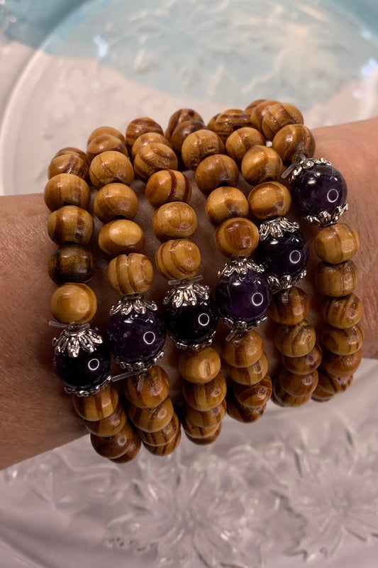 Amethyst Wood Bracelet BRC-0020