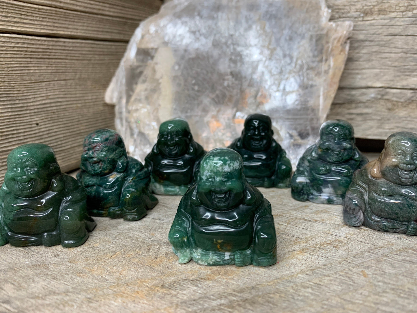 Moss Agate Happy Buddha 0115