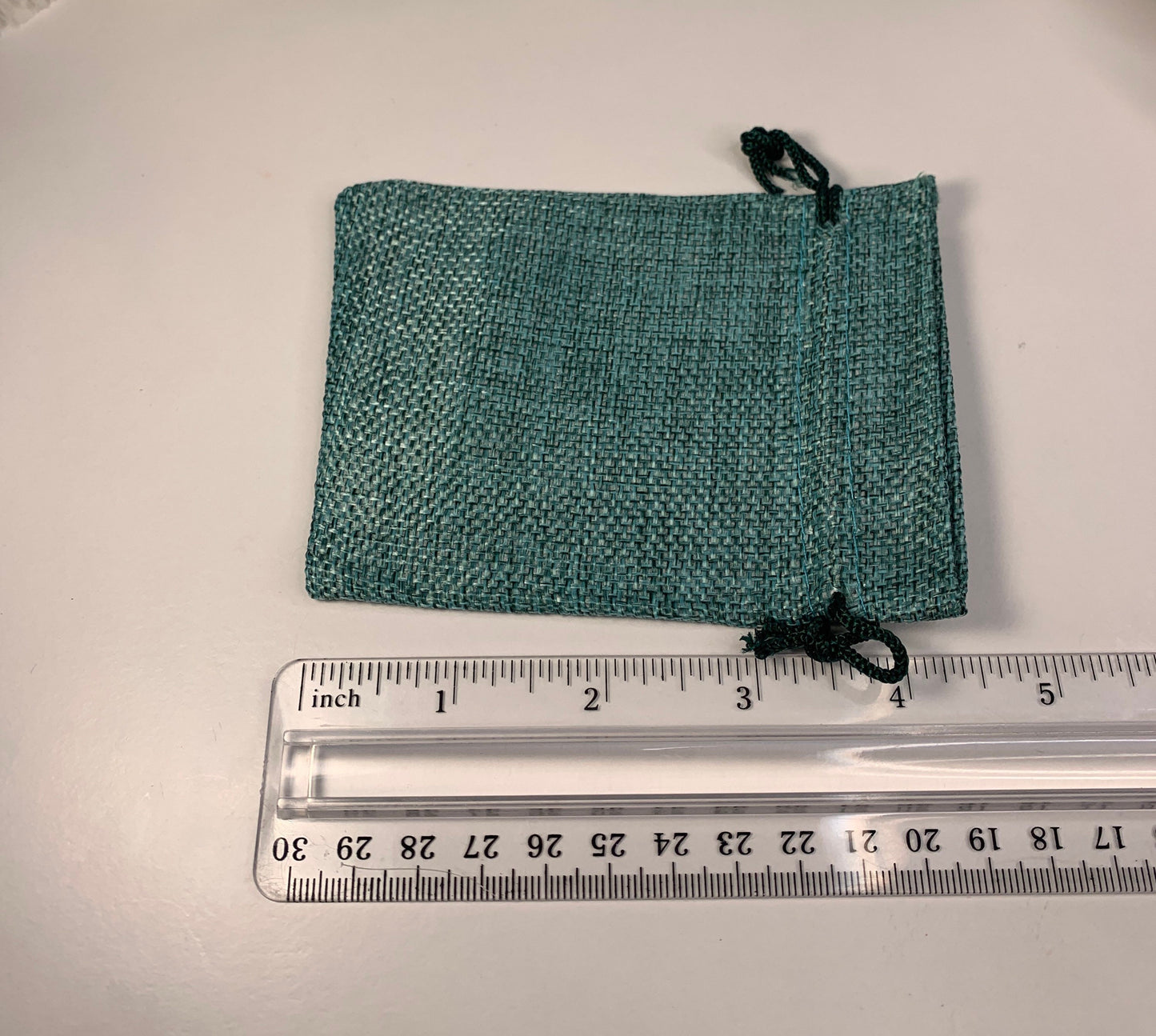 Aqua Green Burlap Drawstring Bag (Approx. 3 1/2" x 4 1/4") BAG-0010