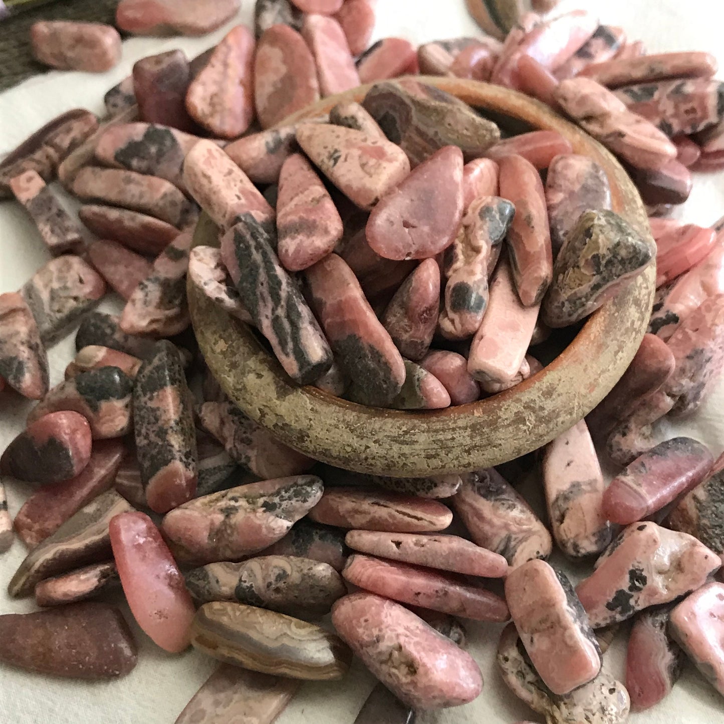 Rhodochrosite, Polished Tumbled Stone (Approx 3/4" -1 1/8" long)  Polished Pink Stone, for Wire Wrapping or Crystal Grid Supply BIN-0719