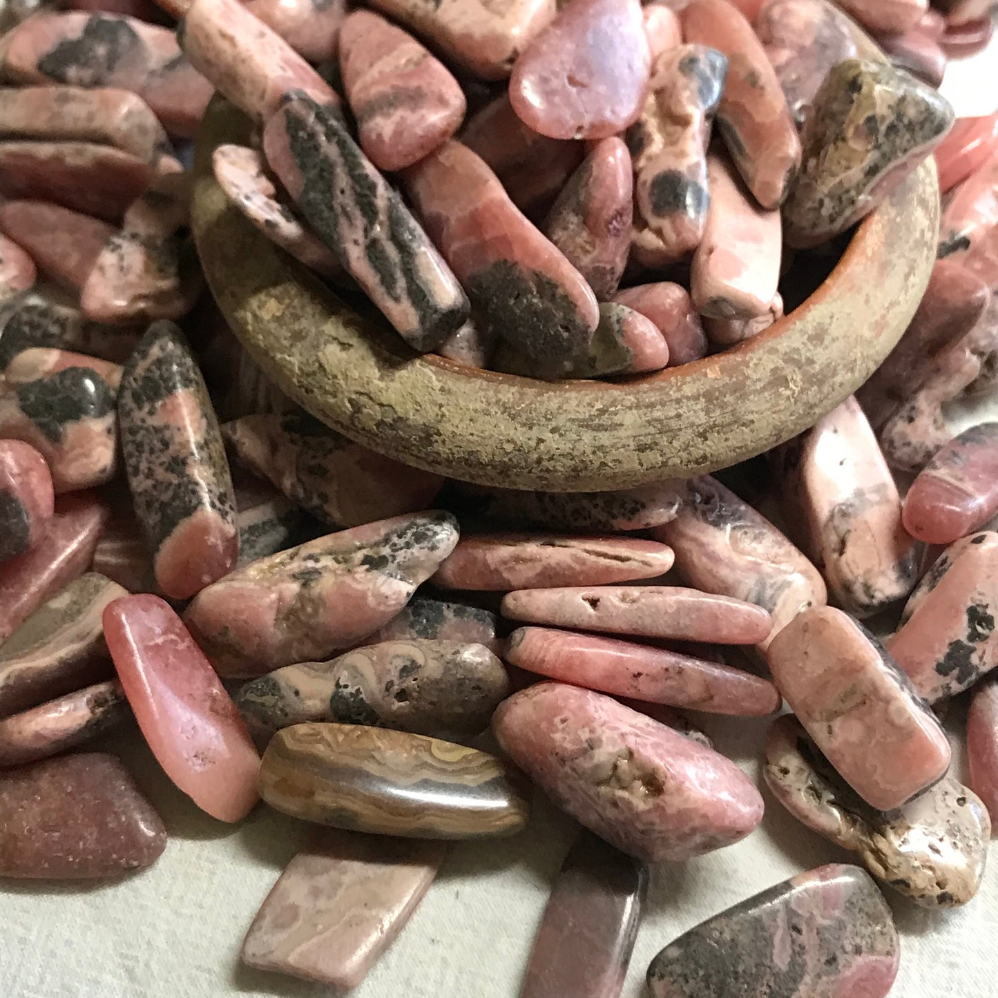 Rhodochrosite, Polished Tumbled Stone (Approx 3/4" -1 1/8" long)  Polished Pink Stone, for Wire Wrapping or Crystal Grid Supply BIN-0719