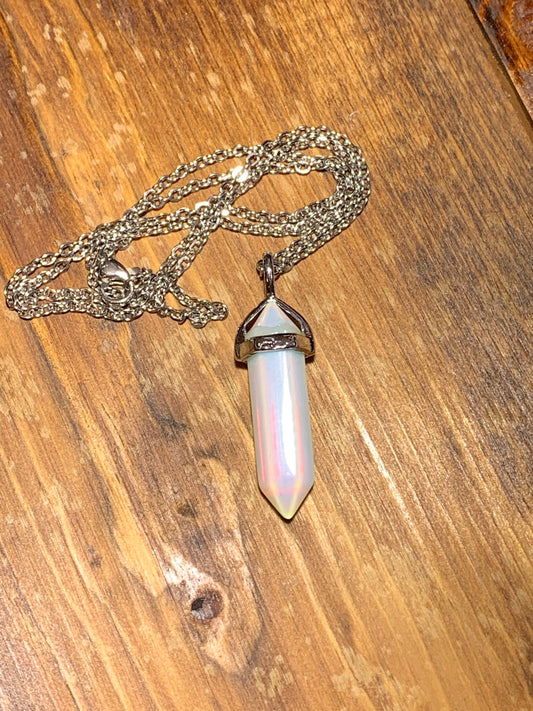 Opalite Crystal Point Necklace      NCK-0282