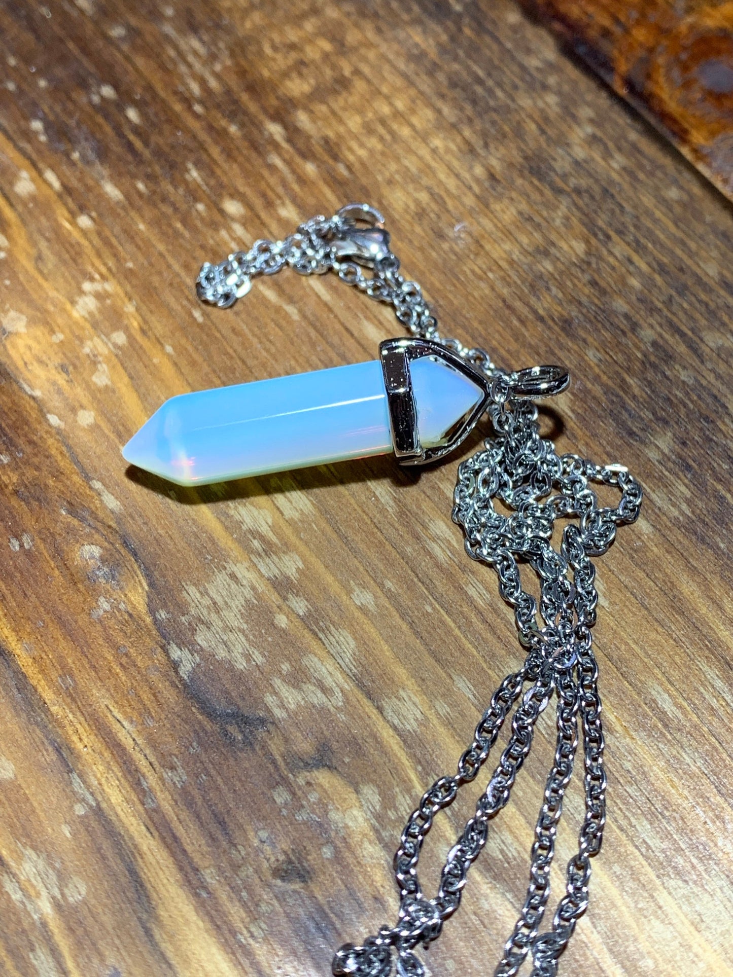 Opalite Crystal Point Necklace      NCK-0282