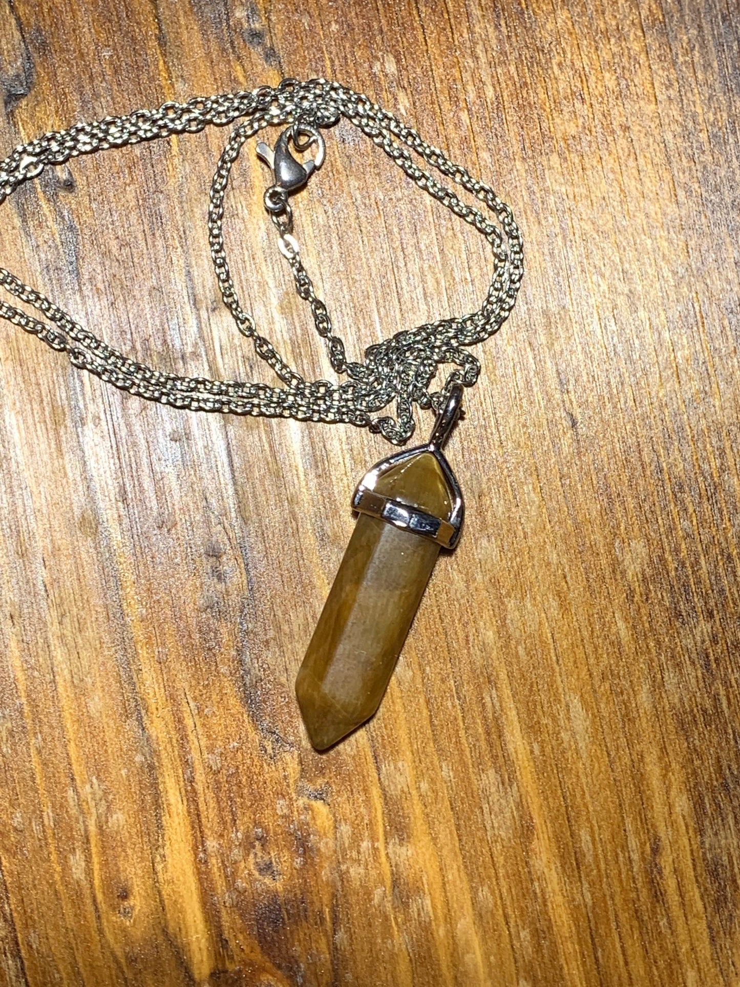 Tiger's Eye  Crystal Point Necklace     NCK-0295