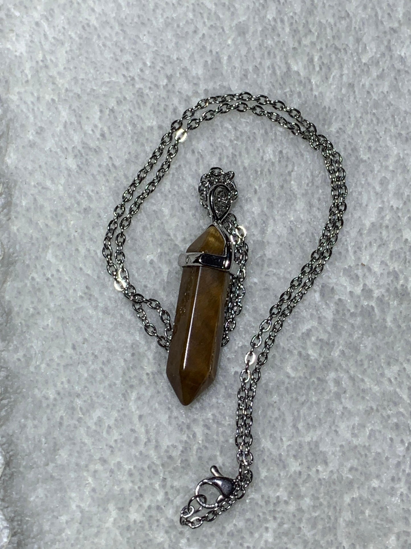 Tiger's Eye  Crystal Point Necklace     NCK-0295