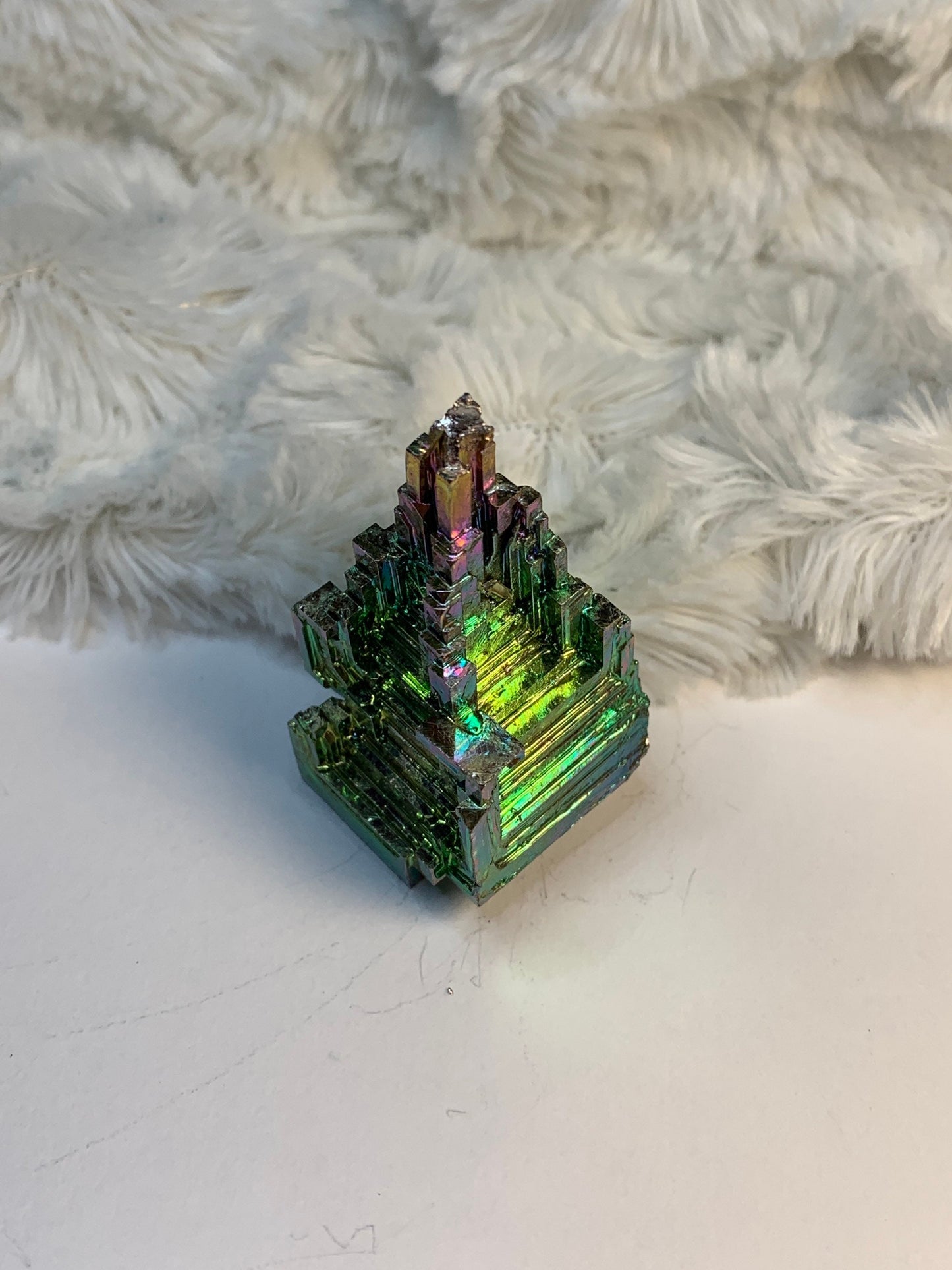 Bismuth Crystal, Beautiful Tower, Rainbow Sheen 1252