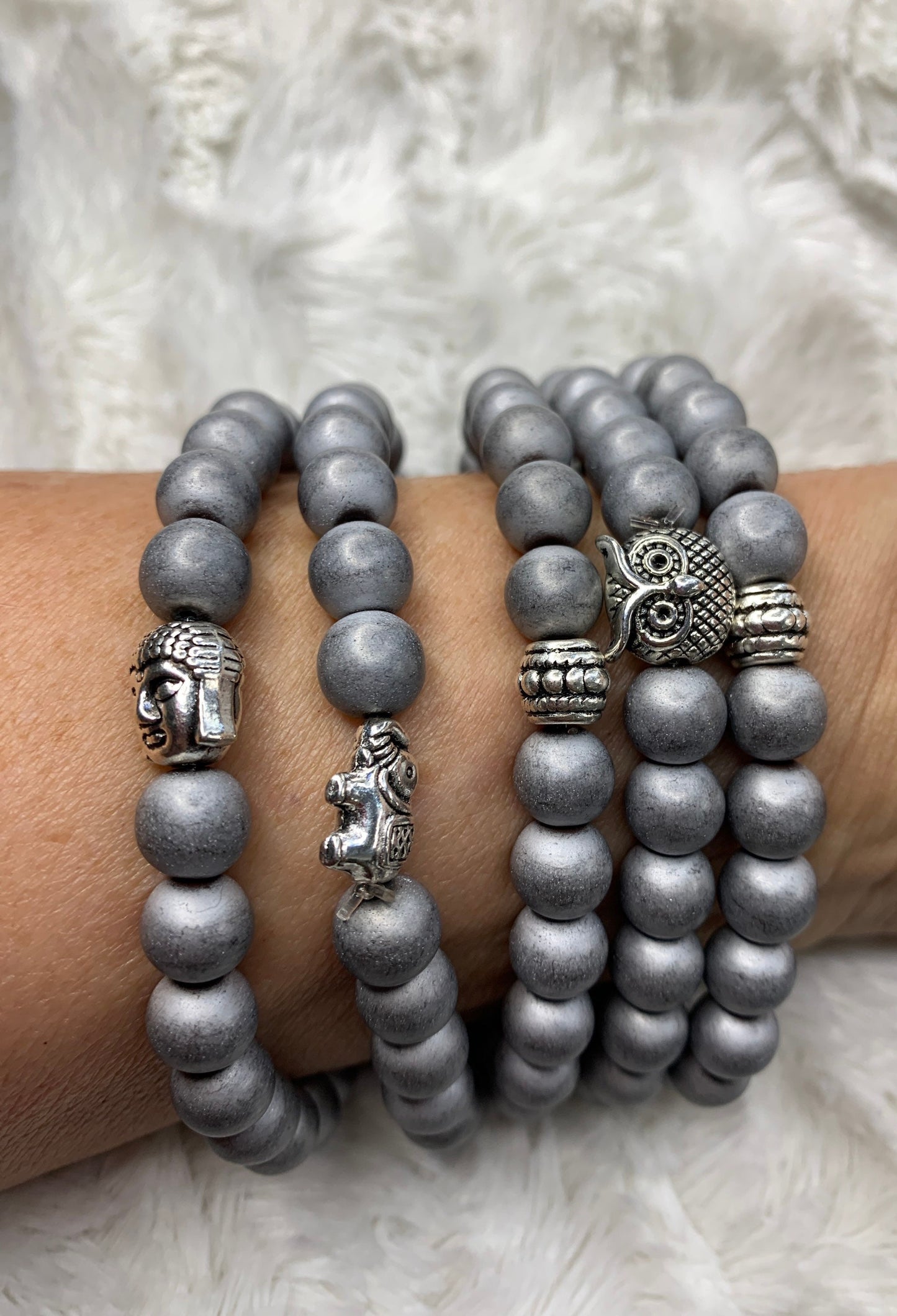 Hematite Buddha Bracelet BRC-0013