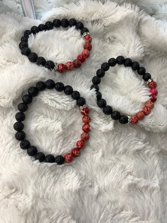 Red Howlite Lava Bracelet.     BRC-0016