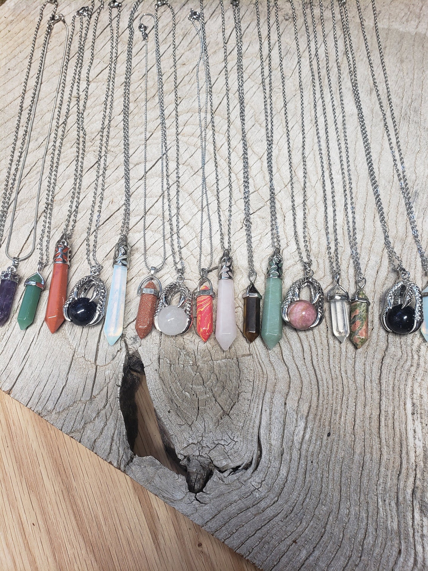 Surprise Necklace from Assorted Mix of Polished Stone, Natural & Synthetic Necklaces, Assorted Crystal pendant on cord or chain 1121