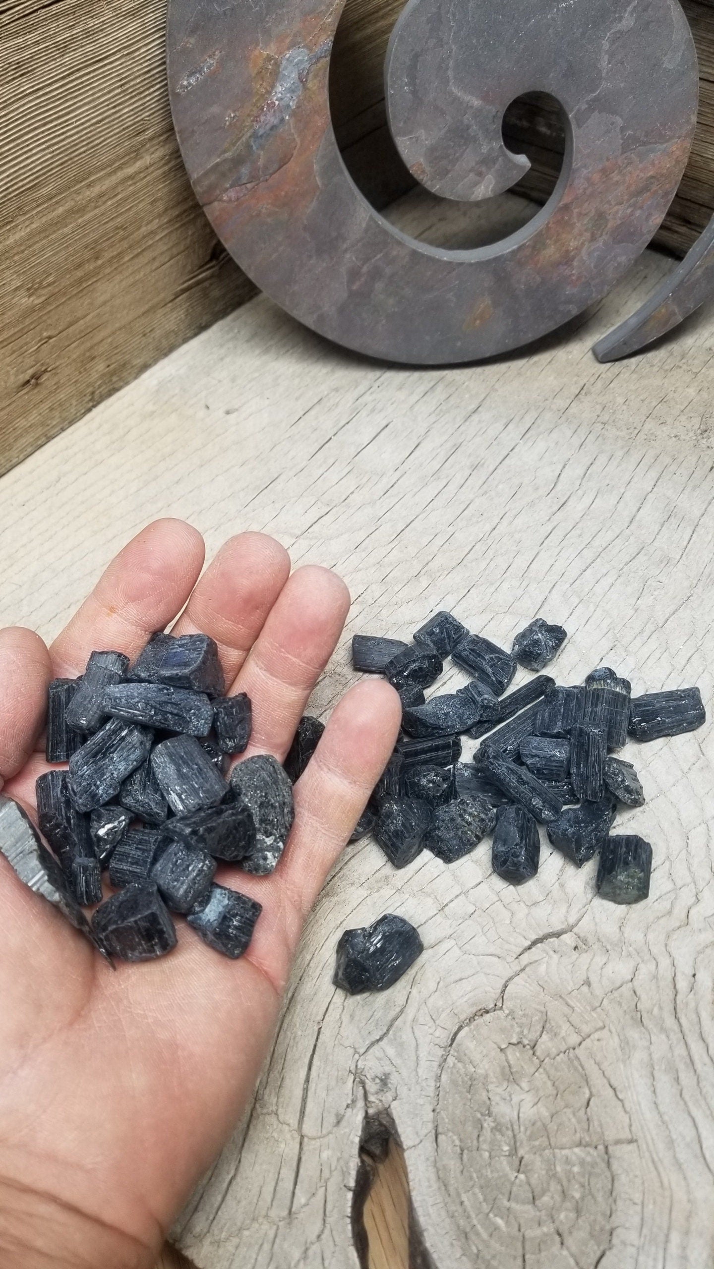 Black Tourmaline Crystal Raw Stone. Natural Haystack Crystal (Approx. 3/4" Long) T-0009