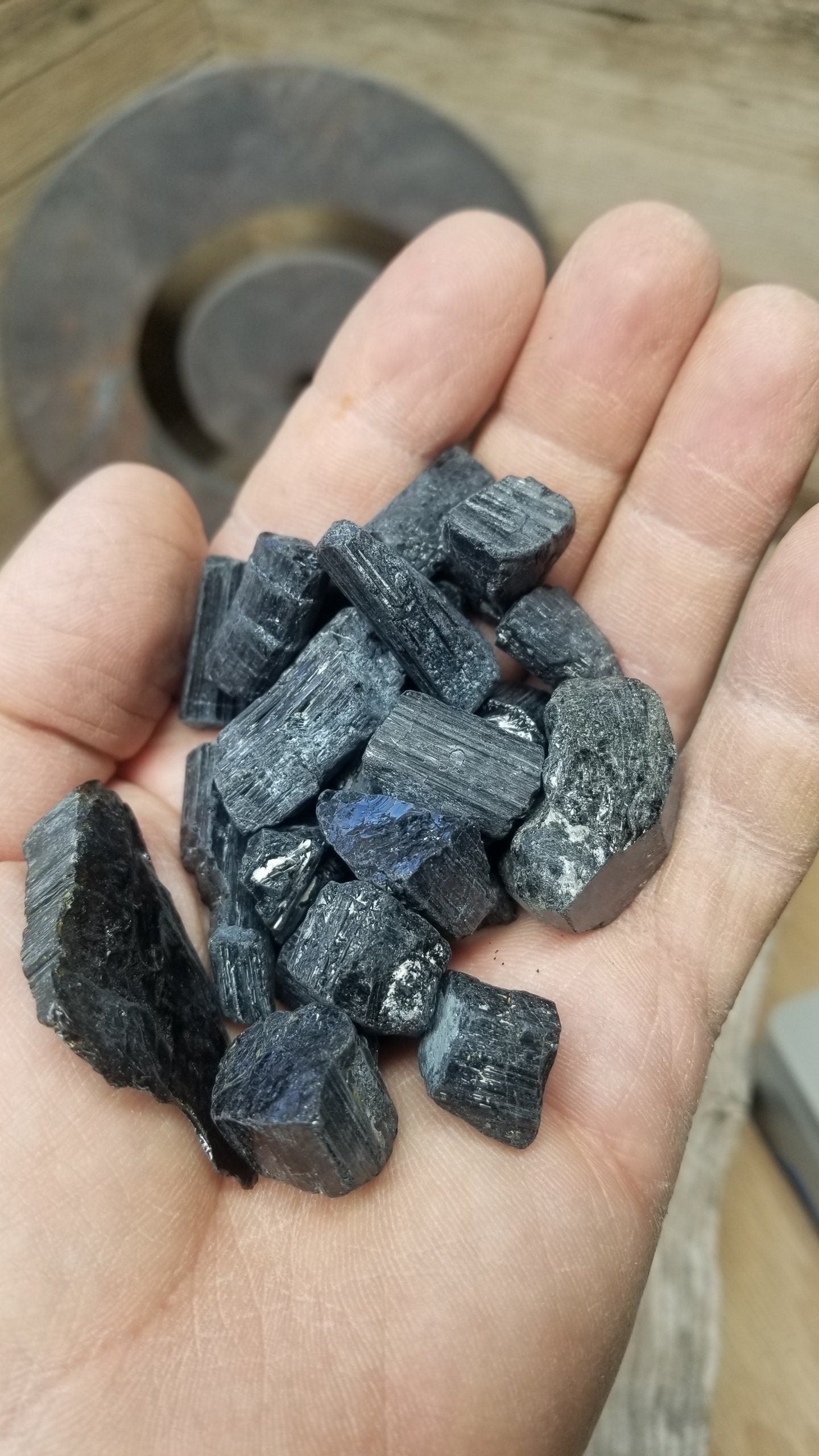 Black Tourmaline Crystal Raw Stone. Natural Haystack Crystal (Approx. 3/4" Long) T-0009