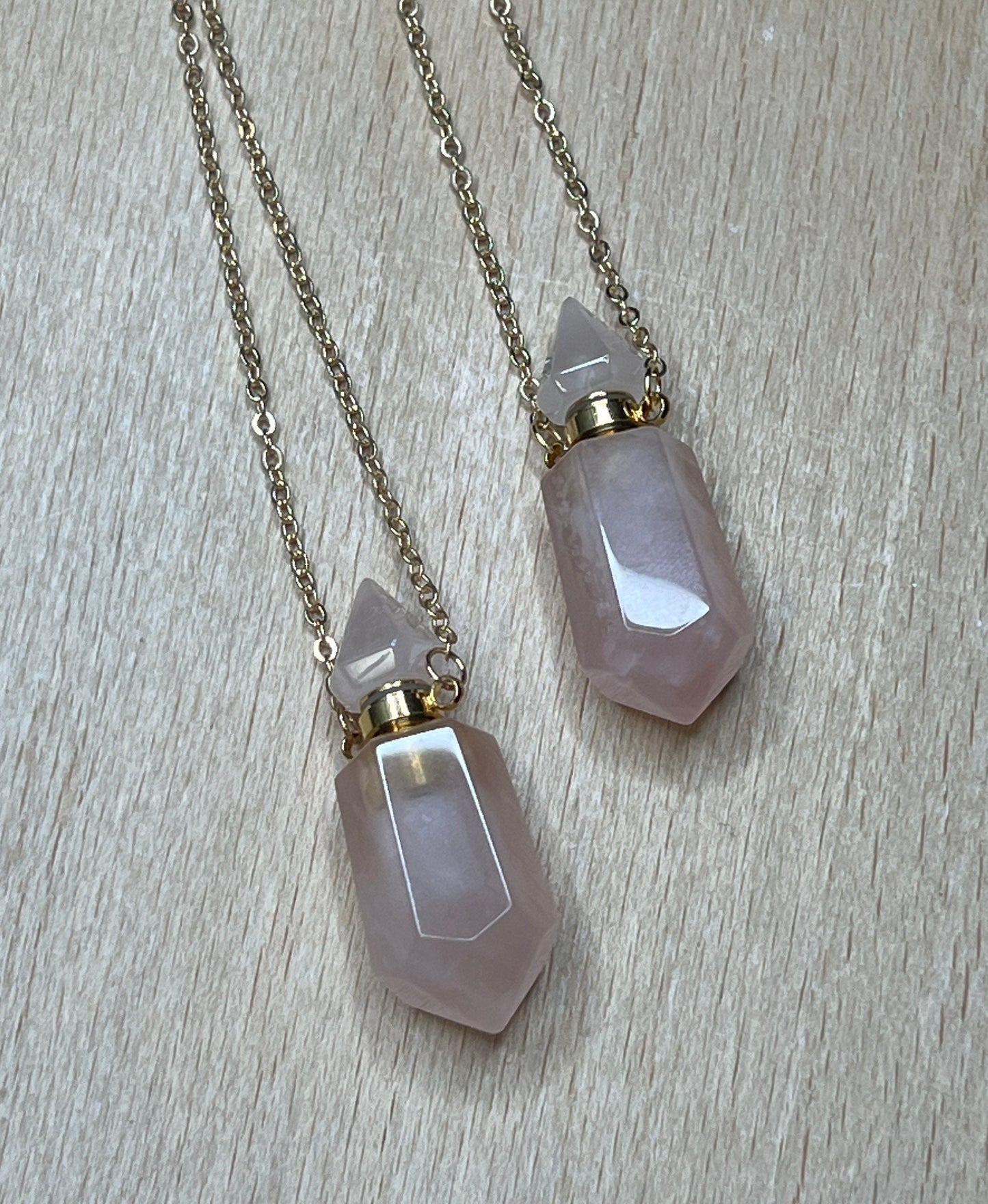 Rose Quartz Faceted Potion Bottle Necklace with screw on Top NCK-2662