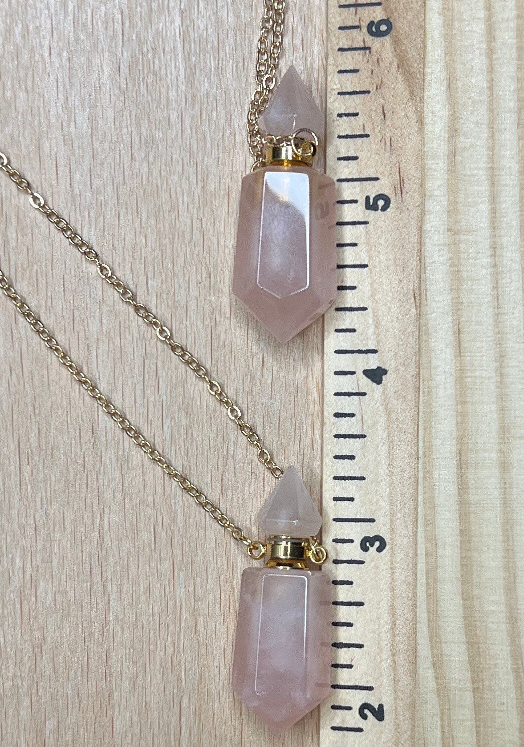 Rose Quartz Faceted Potion Bottle Necklace with screw on Top NCK-2662