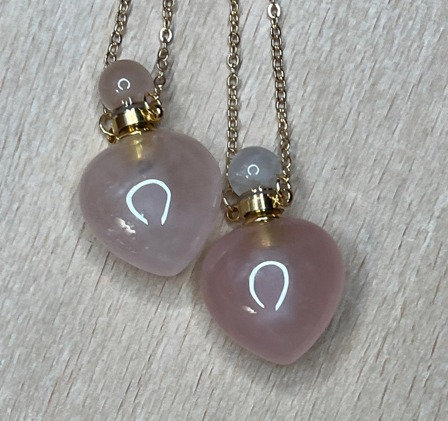 Rose Quartz Heart Potion Bottle Necklace with screw on Top NCK-2660