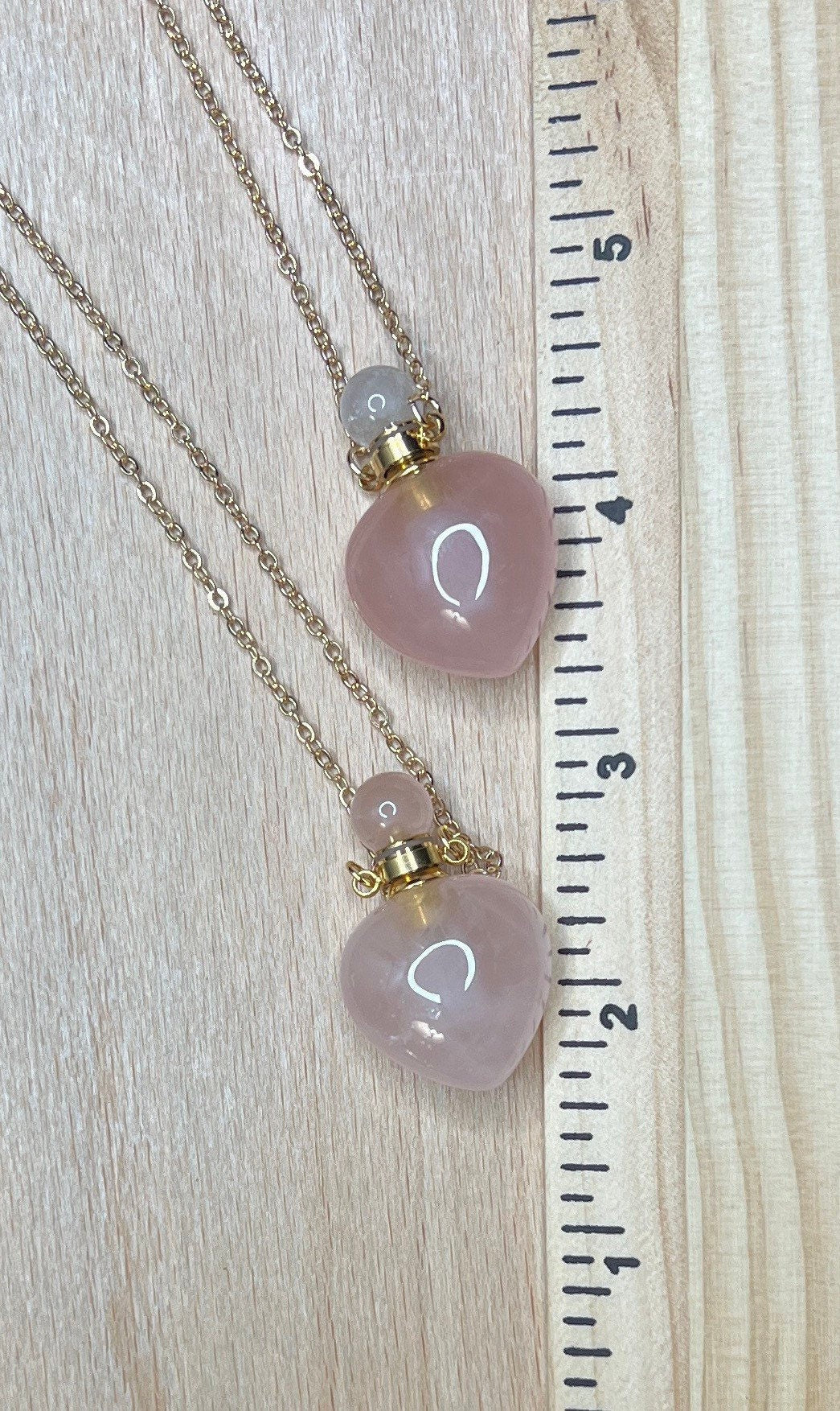 Rose Quartz Heart Potion Bottle Necklace with screw on Top NCK-2660