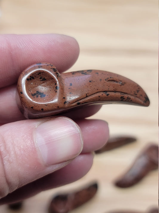 Mahogany Obsidian Carved Raven Skull (Approx. 1 3/4" - 1 7/8") 0178 Supply for Crystal Grid, Home Decor or Halloween Crafts