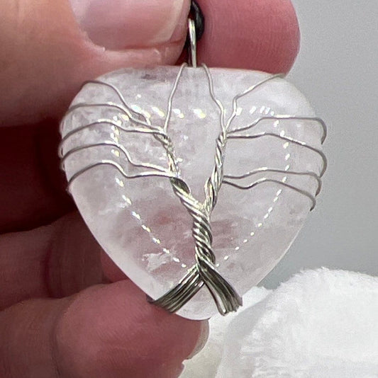 Clear Quartz Heart Necklace NCK-2663 Tree Of Life Wire Wrapped Necklace