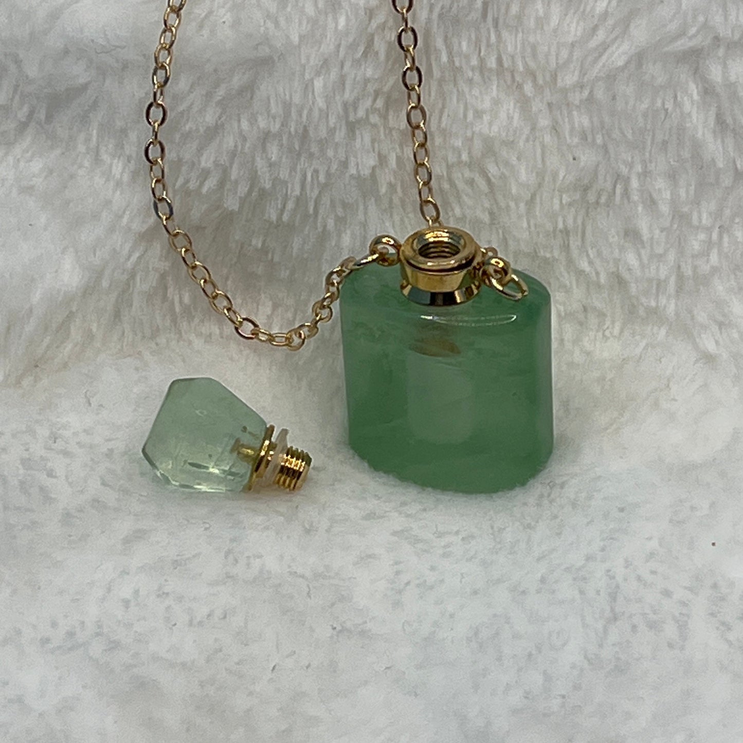 Green Fluorite Rectangle  Potion Bottle Necklace with Screw On Cap NCK-2645