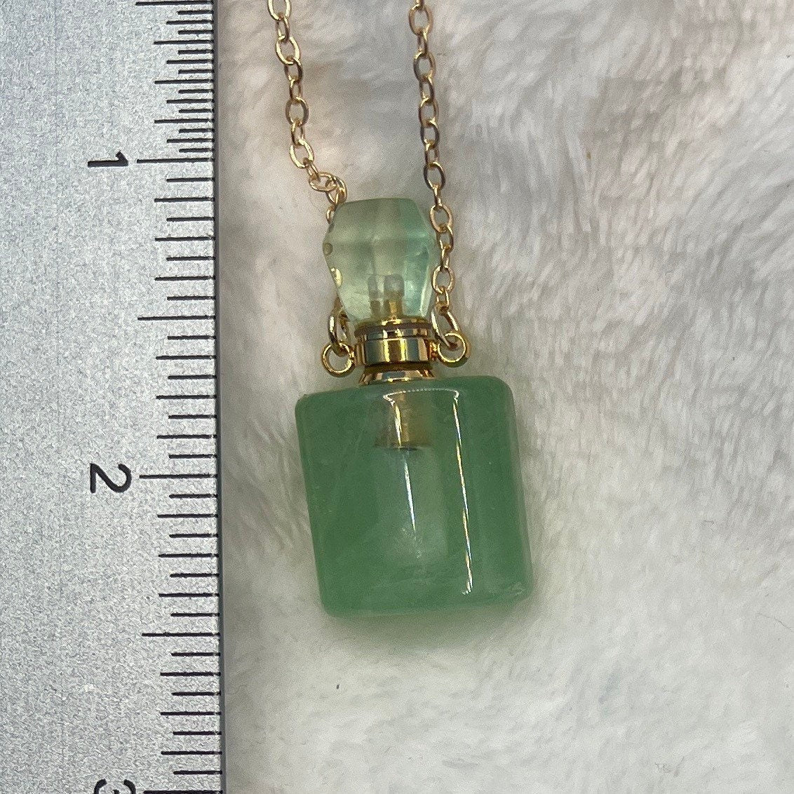 Green Fluorite Rectangle  Potion Bottle Necklace with Screw On Cap NCK-2645