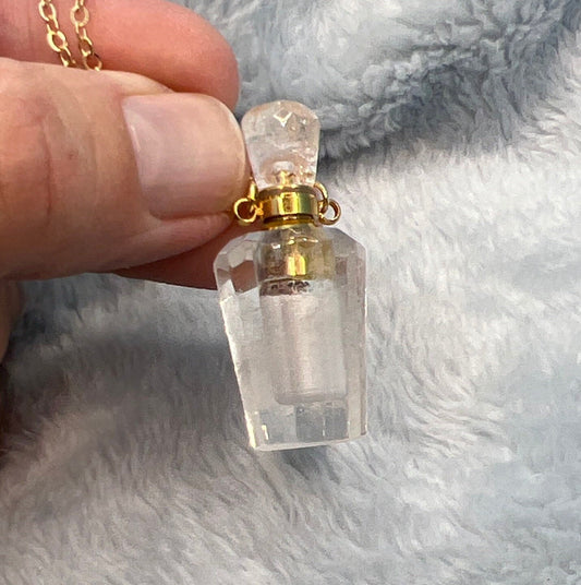 Clear Quartz Faceted Potion Bottle Necklace NCK-2656
