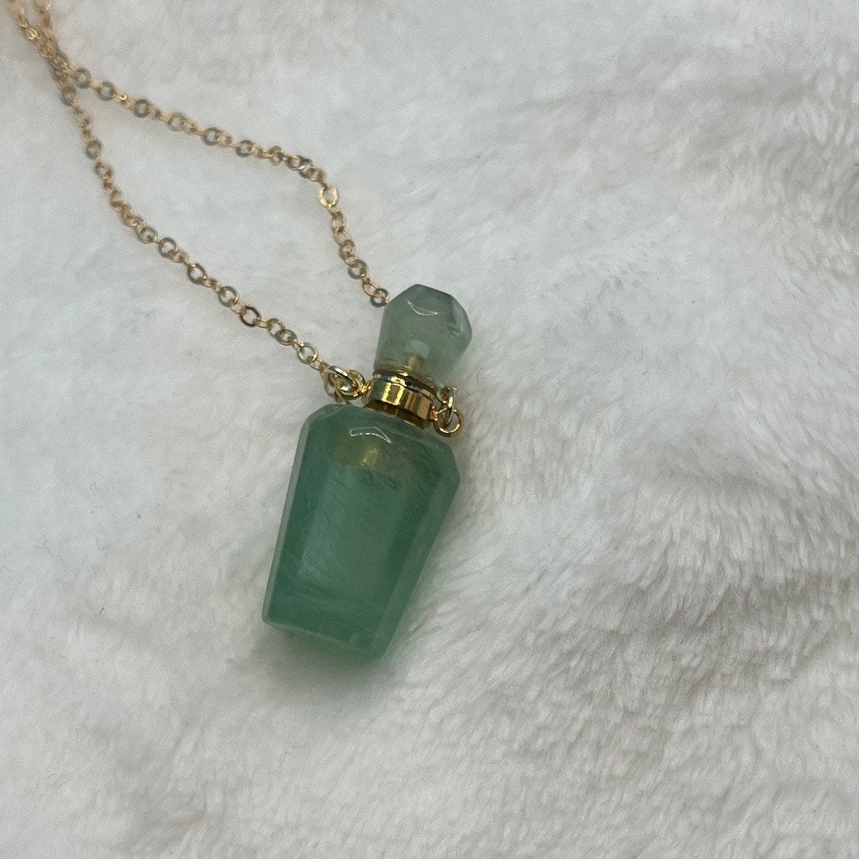 Green Aventurine Potion Bottle Necklace with Screw On Cap NCK-2640