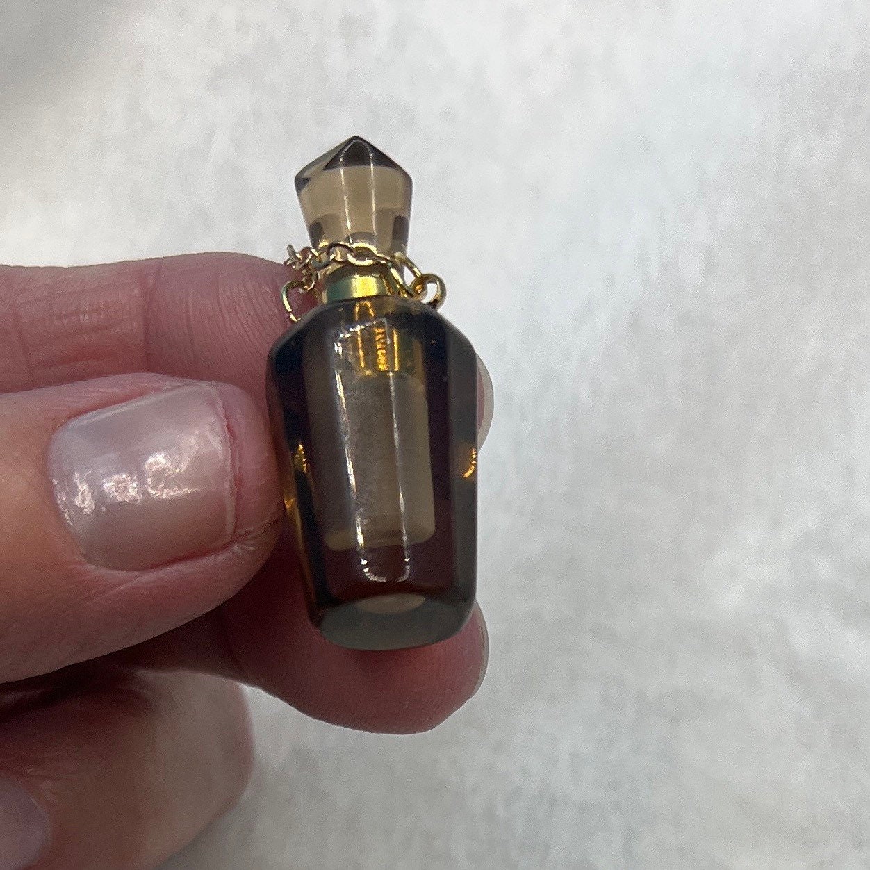 Smoky Quartz Potion Bottle Necklace with screw on cap. NCK-2650