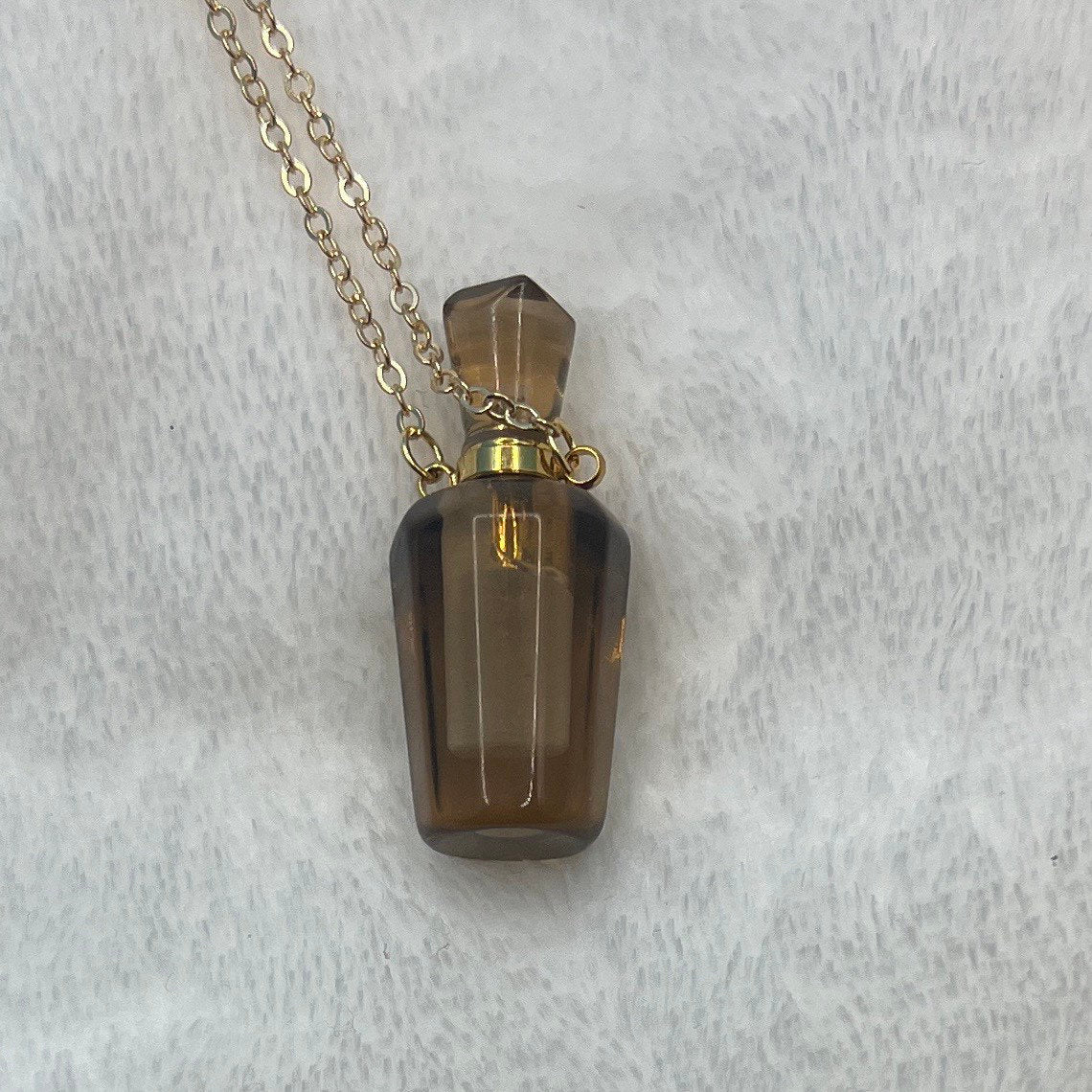 Smoky Quartz Potion Bottle Necklace with screw on cap. NCK-2650