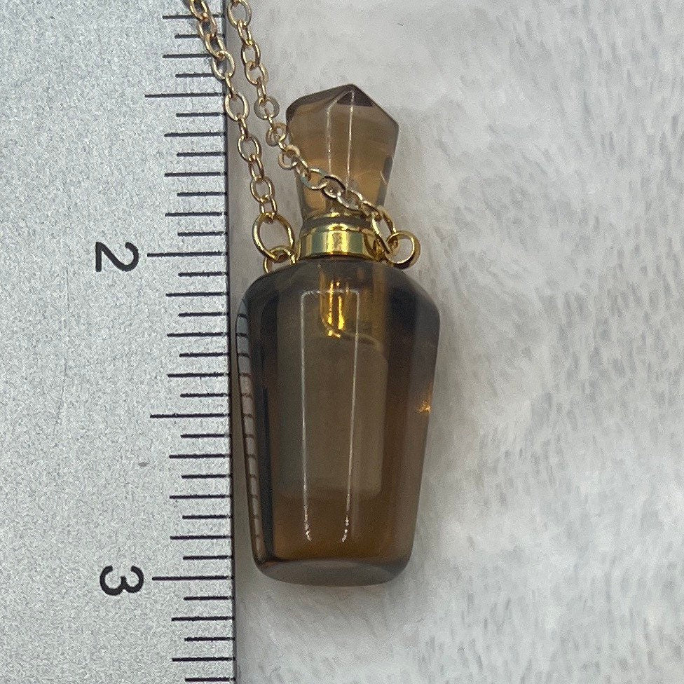 Smoky Quartz Potion Bottle Necklace with screw on cap. NCK-2650