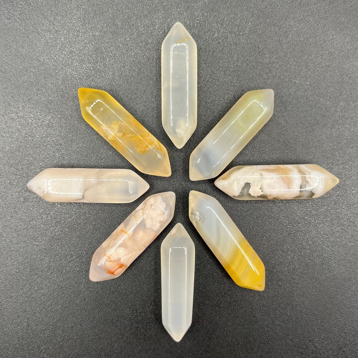 Flower Agate (Sakura Agate) Double Terminated, Double Point Crystal (Approx. 1 1/8") T-0017