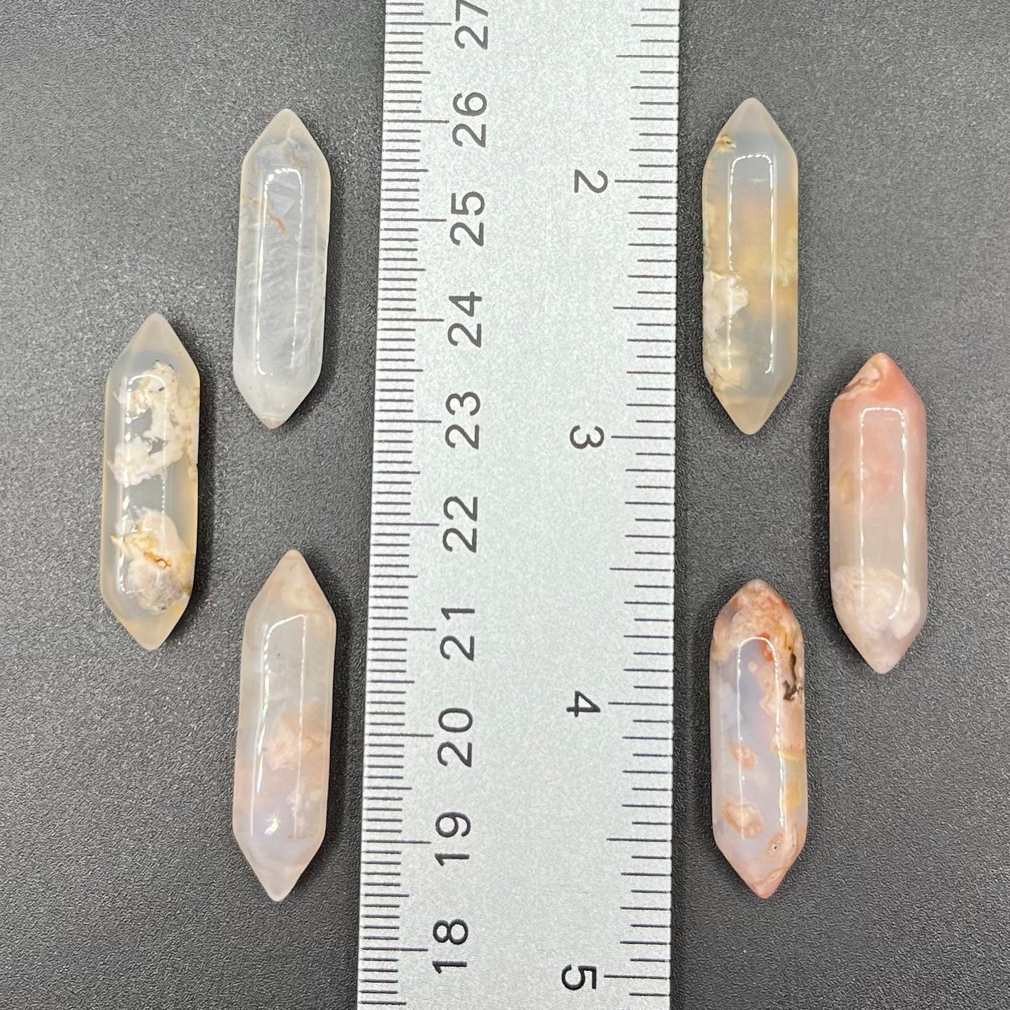 Flower Agate (Sakura Agate) Double Terminated, Double Point Crystal (Approx. 1 1/8") T-0017