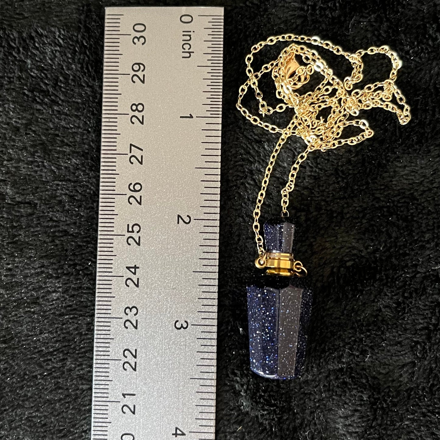 Blue Goldstone Faceted Potion Bottle Necklace (with screw on cap) NCK-2691