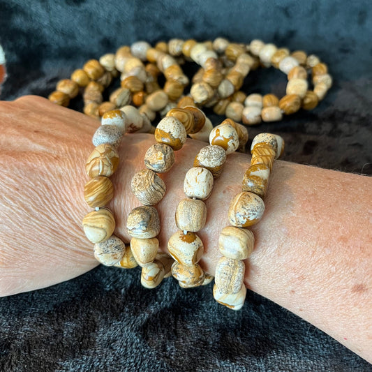 Picture Jasper Chunky Pebble Bracelet BRC-0213