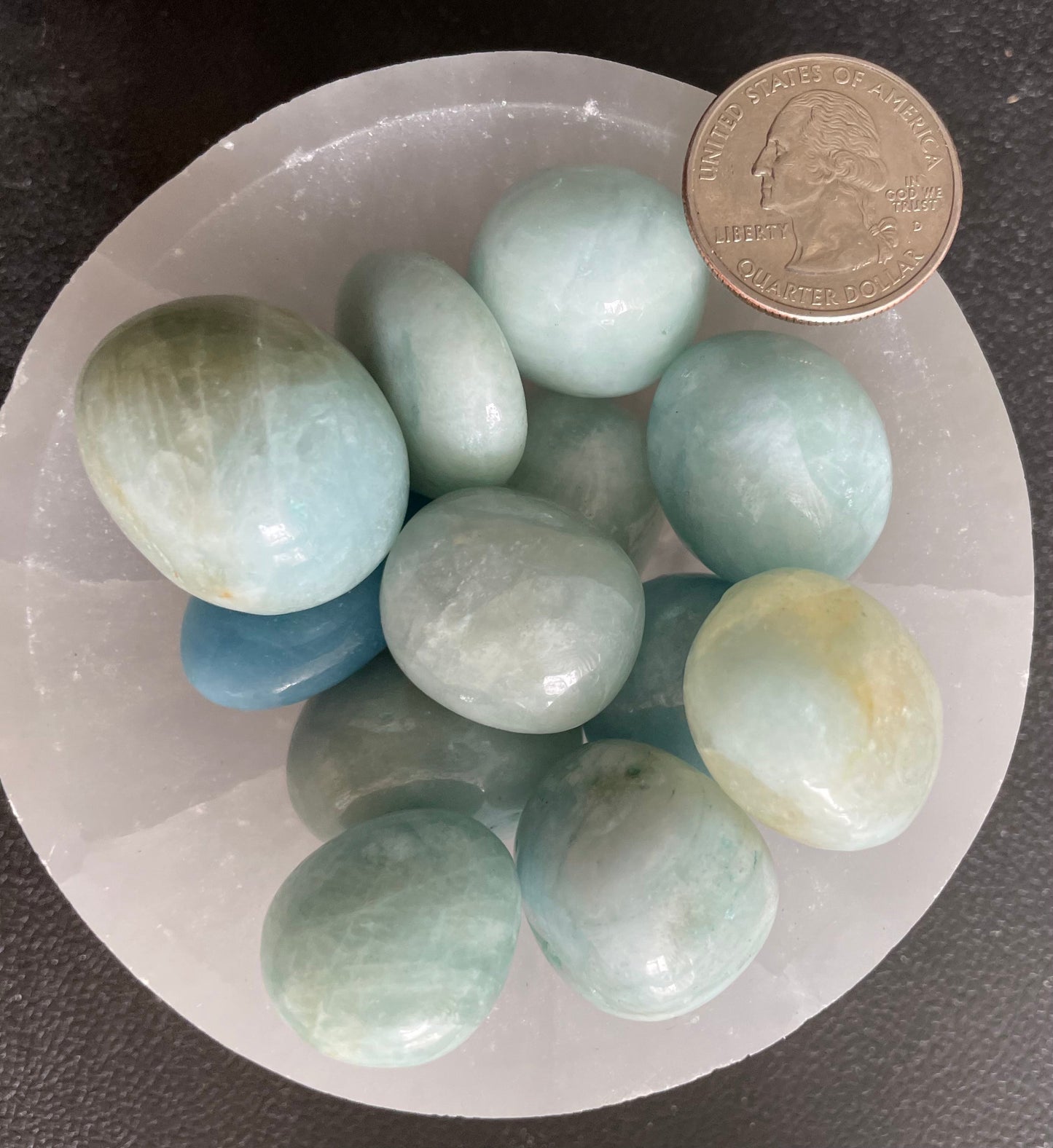 Aquamarine Tumbled Stone, 1 Pound Bag (Approx. 20-30 mm) WT-0011