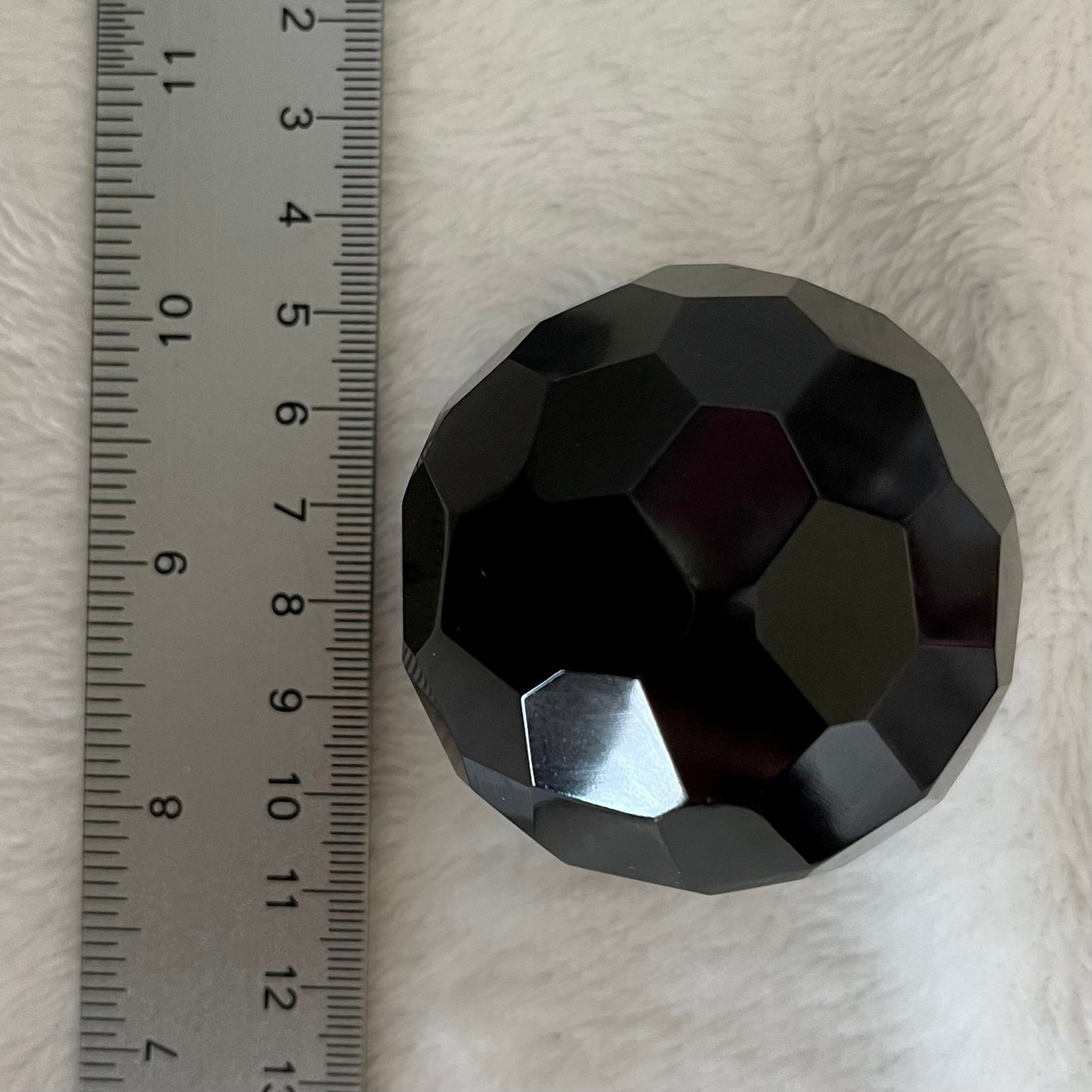 Black Agate Faceted Sphere,  (Approx. 60mm) WB-0014