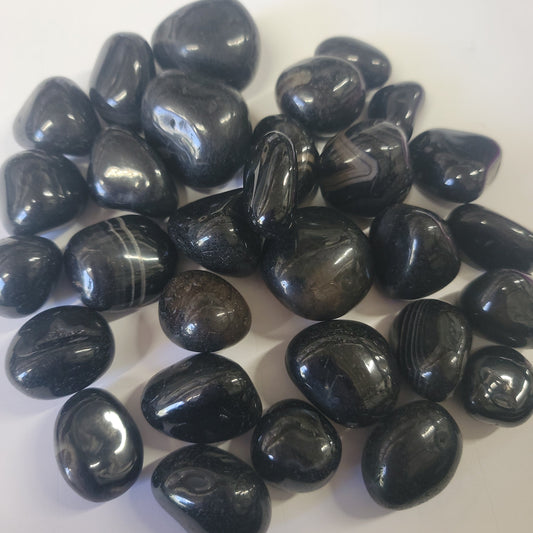 Black Onyx Tumbled Stone, 1 Pound Bag (Approx. 20-30 mm) WT-0016