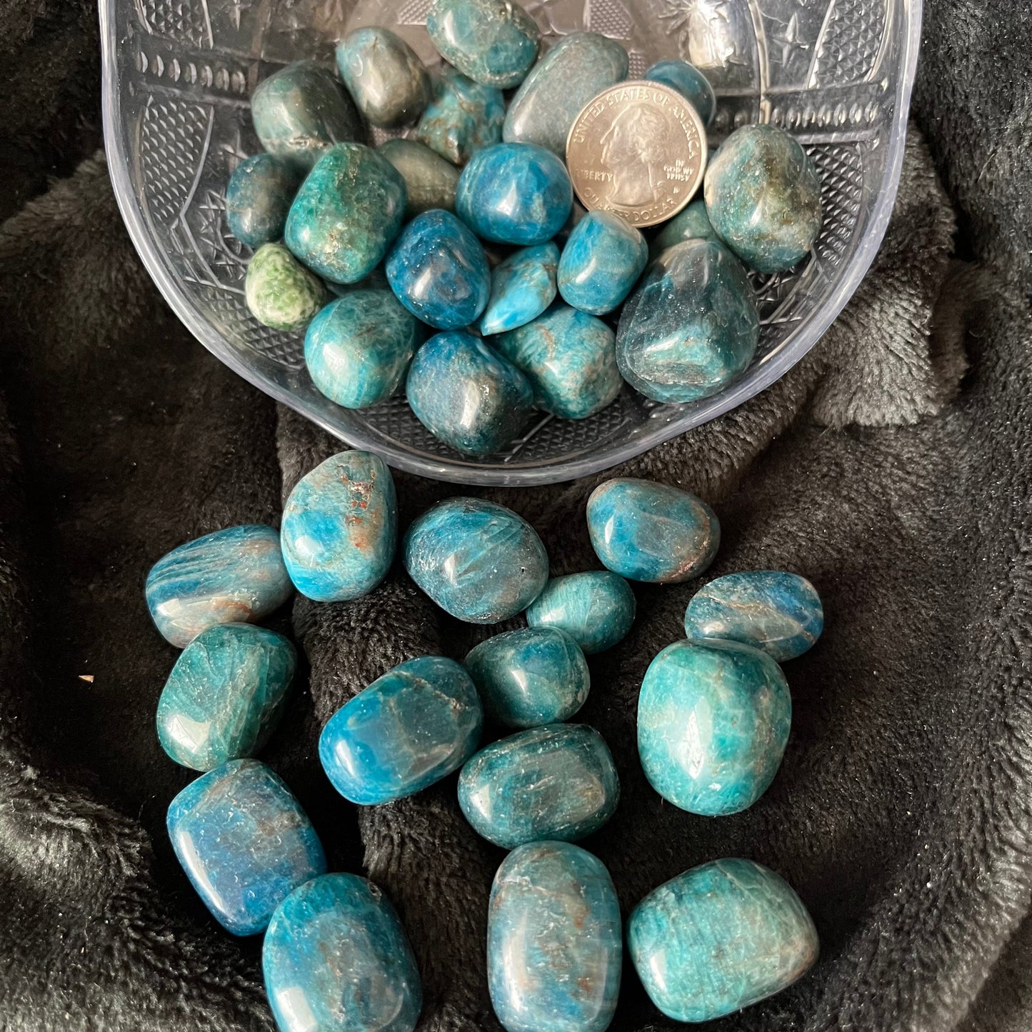 Blue Apatite Tumbled Stones, 1 Pound Bag. WT-0009