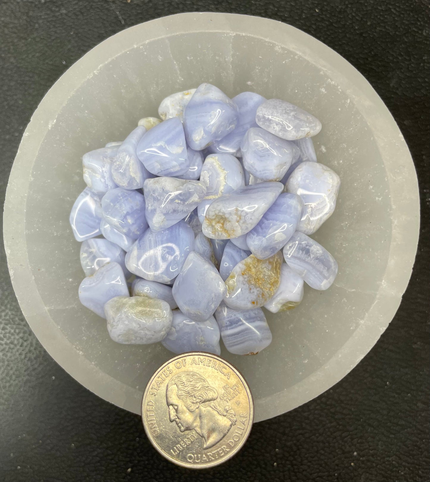 Blue Lace Agate #2 Tumbled Stone, 1 Pound Bag (Approx. 10-15 mm) WT-0024-A