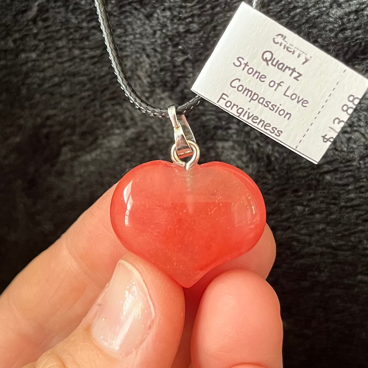 Cherry Quartz Puffy Heart Necklace WN-0252