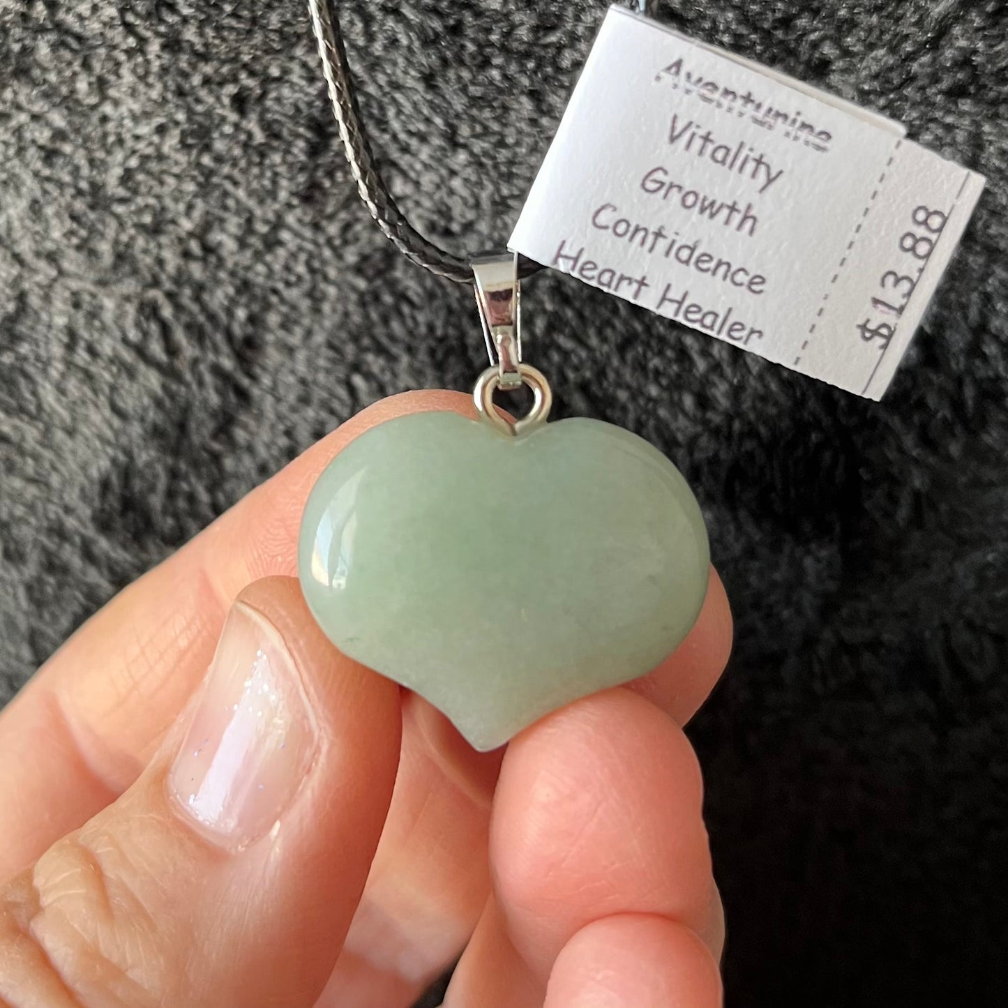 Green Aventurine Puffy Heart Necklace WN-0259