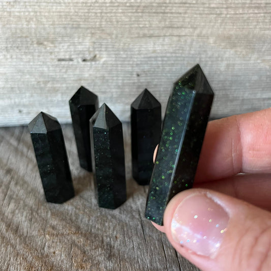 Green Goldstone Small Obelisk, Package of 5 (Approx. 1 3/4”) WO-0019