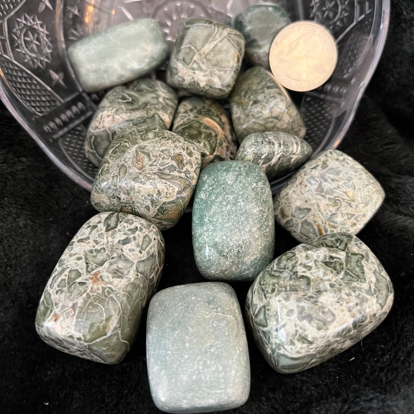 Green Zebrastone Tumbled Stone, 1 Pound Bag  WT-0059