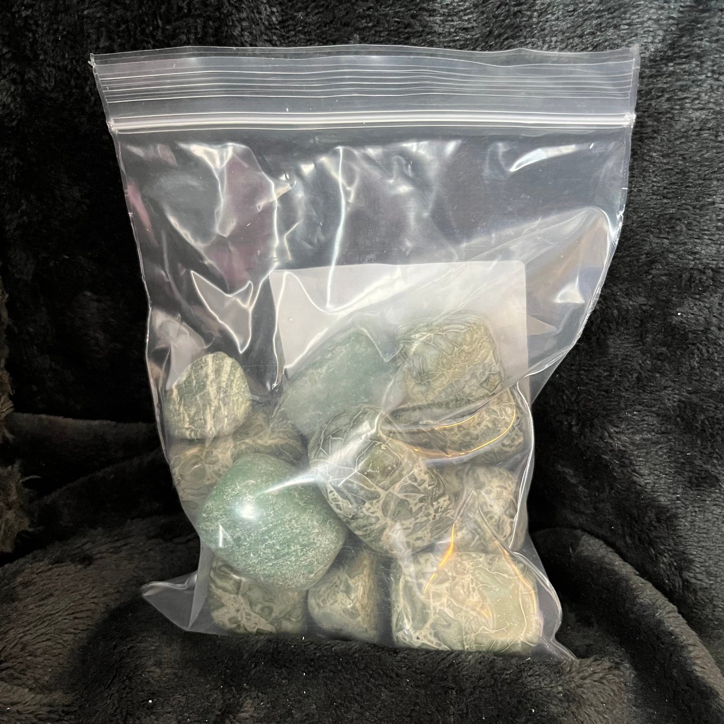 Green Zebrastone Tumbled Stone, 1 Pound Bag  WT-0059