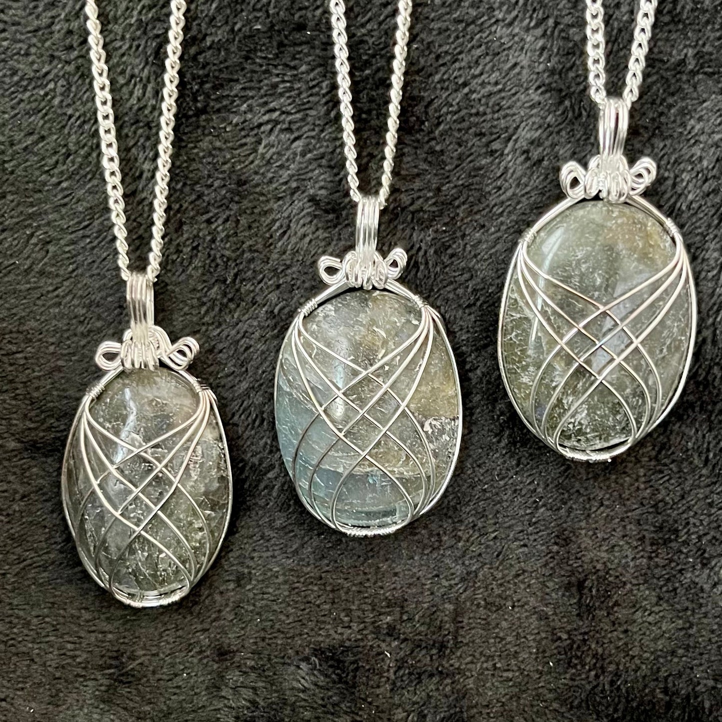 Labradorite Fancy Wrap Wire Wrapped Necklace WN-0277