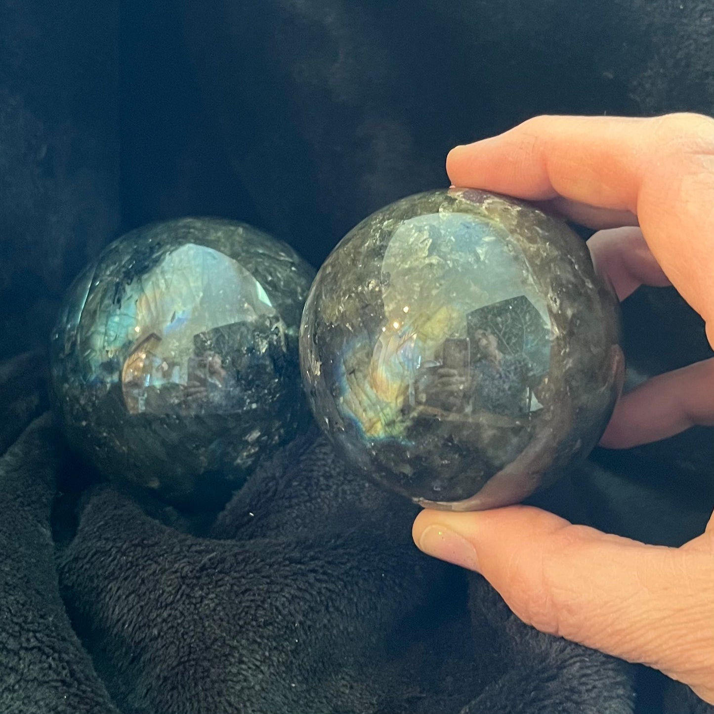 Labradorite Spheres, 1 Pound Lot (Approx. 66-75mm) WB-0015